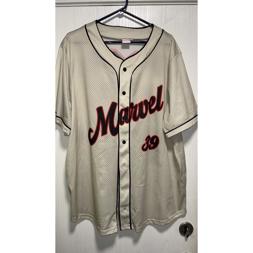 MARVEL Men's MARVEL Characters #39 Button Down Baseball Jersey Size 3XL Gray